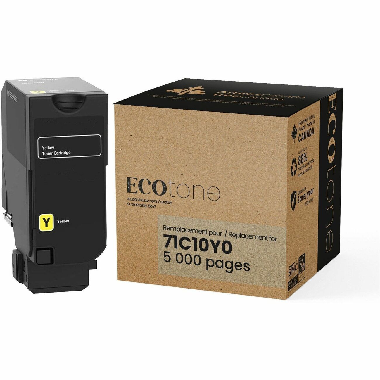 Ecotone RLEX71C10Y0 Cartouche de Toner Laser Jaune Remanufacturisée