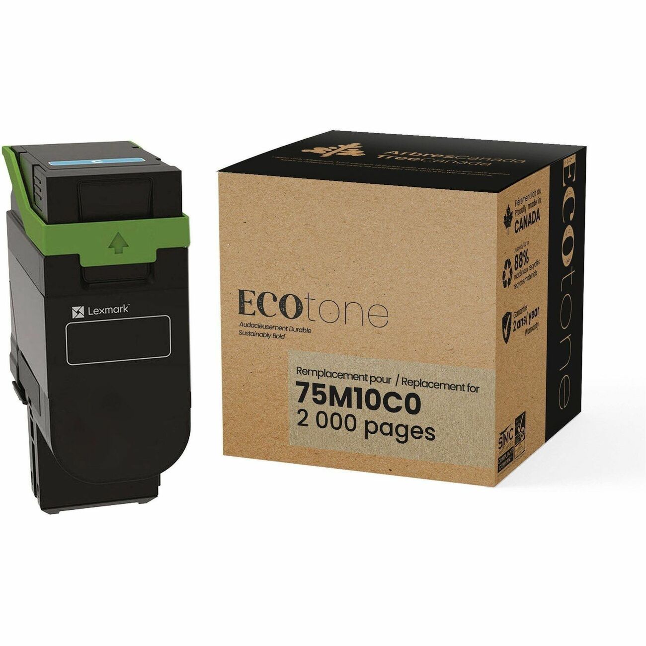 Cartouche de Toner Cyan Ecotone Remanufacturisée pour Lexmark 75M10C0