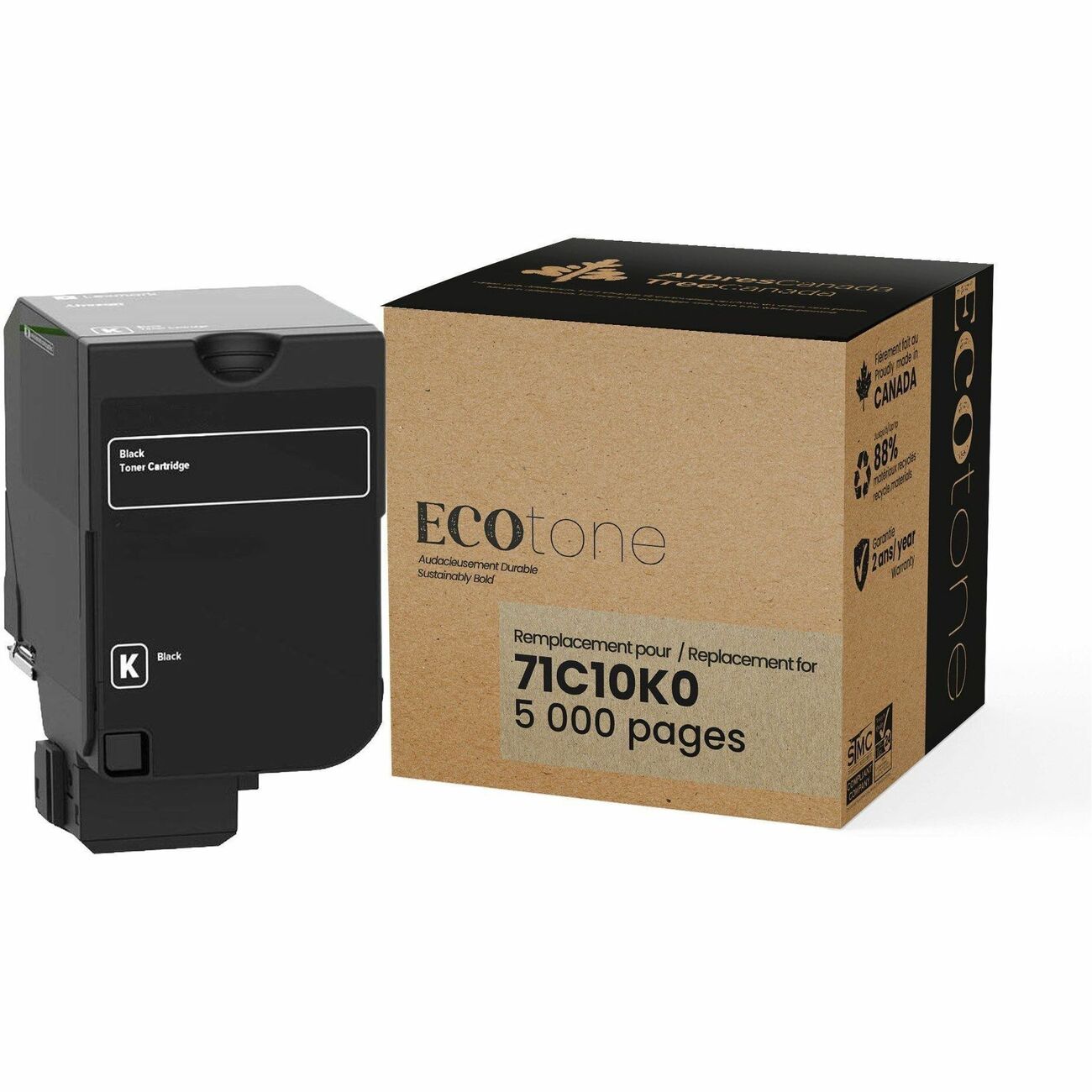 Ecotone RLEX71C10K0 Cartouche de Toner Noir Remise à Neuf