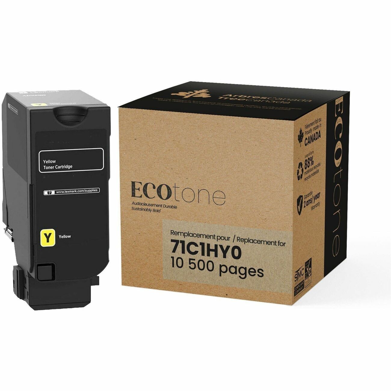 Cartouche de toner jaune remise à neuf pour Lexmark 71C1HY0