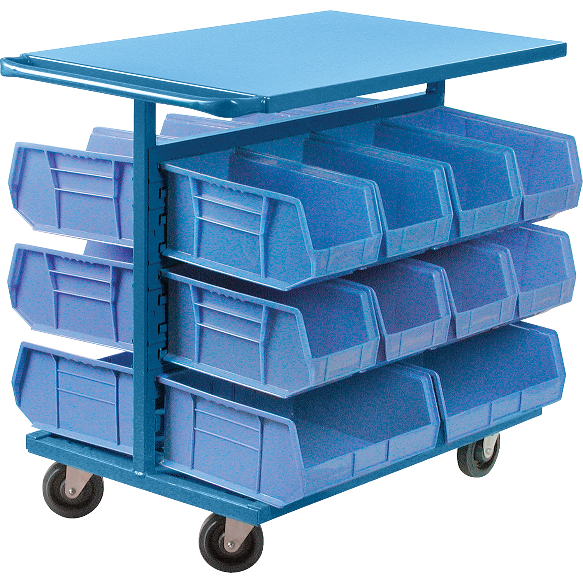 Double-Sided Bin Cart, 1000 lb Capacity, 20 Bins, 24" W