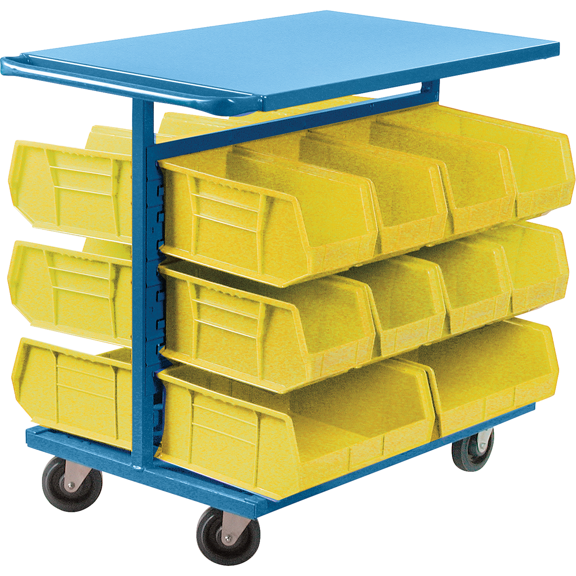 Double-Sided Bin Cart, 1000 lb Capacity, 20 Bins, 24" W
