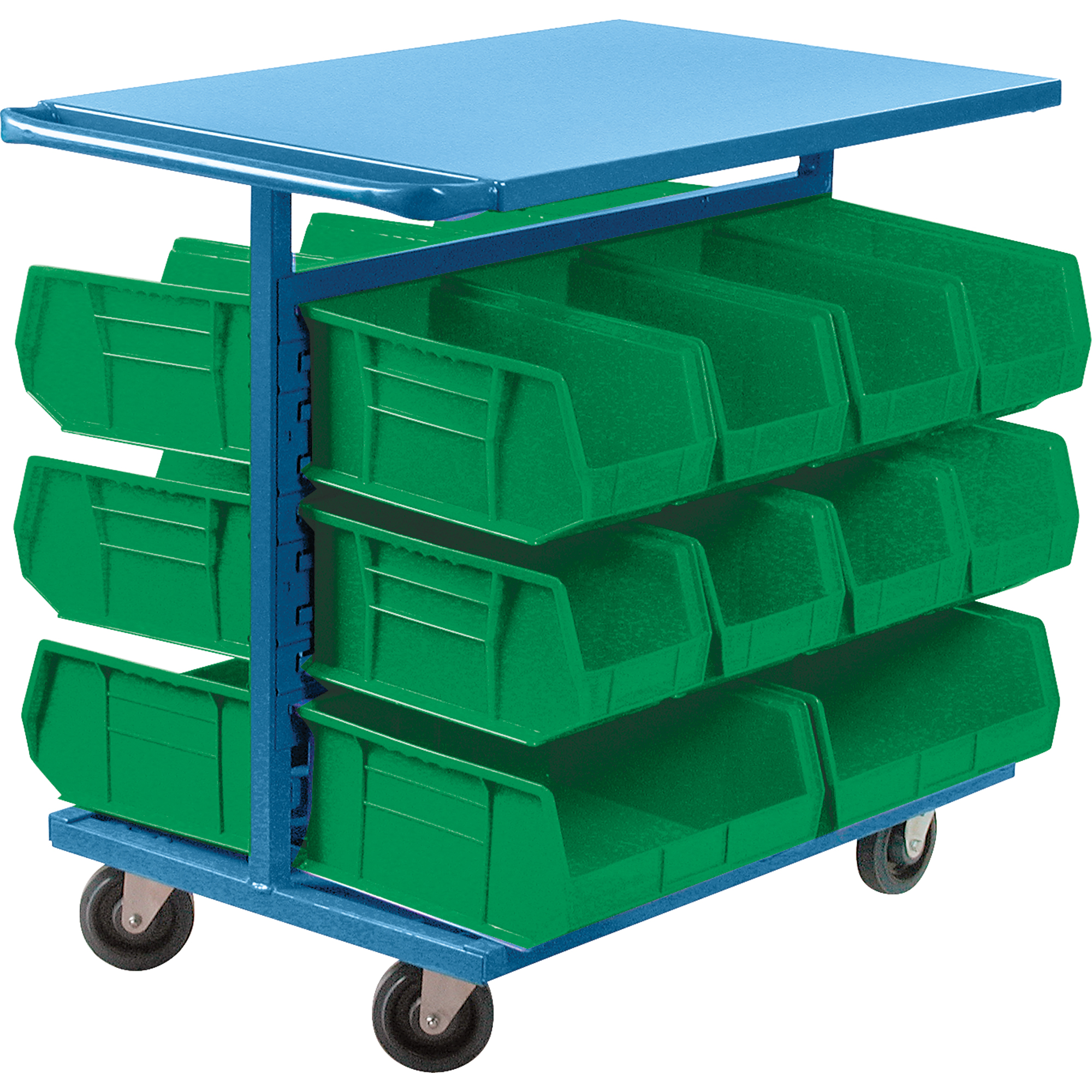 Double-Sided Bin Cart, 1000 lb Capacity, 20 Bins, 24" W