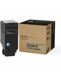 Ecotone Cartouche de toner cyan remis à neuf pour Lexmark 71C10C0