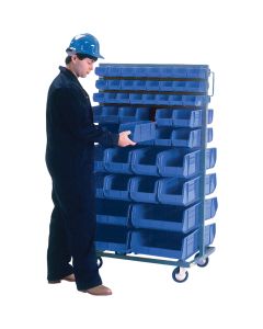 Double-Sided Mobile Bin Rack, 96 Bins, 36" W x 63" H — Width: 36", Depth: 24", Height: 63" — Supply Solution