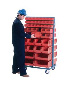 Mobile Double-Sided Bin Rack, 96 Bins, 36" W x 63" H