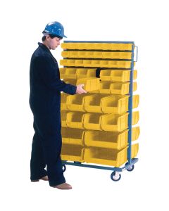 Mobile Double-Sided Bin Rack, 96 Bins, 36" W x 24" D