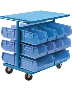 Double-Sided Bin Cart, 1000 lb Capacity, 20 Bins, 24" W