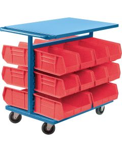 Double-Sided Bin Cart, 1000 lb Capacity, 20 Bins, 24" W