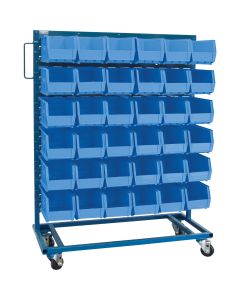 Mobile Bin Rack, Single-Sided, 36 Bins, 36" W x 46.5" H