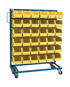 36-Bin Single-Sided Mobile Bin Rack, 36"W x 16"D x 46.5"H — Width: 36", Depth: 16", Height: 46-1/2" — Supply Solution