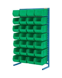 36" Single-Sided Stationary Bin Rack, 28 Bins, 1 1/4" Frame — Width: 36", Depth: 12", Height: 61" — Supply Solution