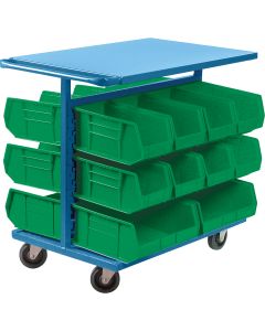 Double-Sided Bin Cart, 1000 lb Capacity, 20 Bins, 24" W
