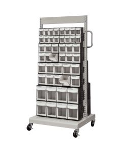 Double-Sided Mobile Tilt Bin Rack, 92 Bins, 26-1/4" W