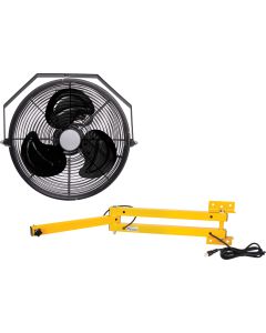 12" Industrial Workstation Fan Kit, 3-Speed, Double Locking Arm