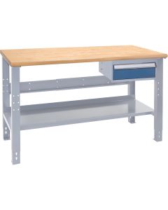 Industrial Workbench, 1000 lbs Capacity, 60" W x 24" D — Capacity: 1000 lbs, Configuration: Drawers/Shelf, Height: 34" — Supp