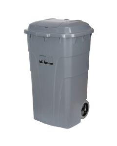 65 US gal. Polyethylene Roll Out Garbage Bin with Wheels — Capacity: 65 US gal., Material: Polyethylene, Colour: Grey — Suppl