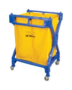 Lightweight X-Frame Laundry Cart with Yellow Nylon Bag