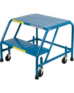 CSA-Certified 2-Step Rolling Steel Ladder, 22" W, 19" Platform