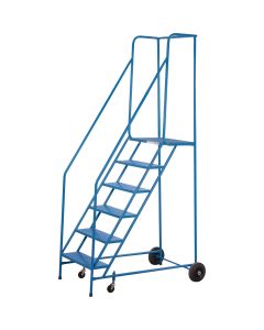 6-Step Rolling Steel Ladder, 22" Width, 55" Platform, CSA Certified — No. Of Steps: 6, Platform Height: 55", Platform Depth: