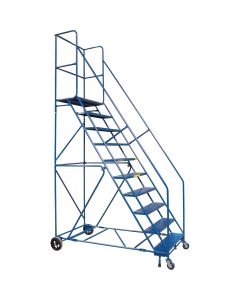 10-Step Rolling Steel Ladder, 30" Wide, 89" Platform, CSA