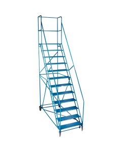 12-Step CSA-Certified Steel Rolling Step Ladder, 30" Wide, 109" High — No. Of Steps: 12, Platform Height: 109", Platform Dept
