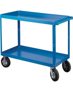 2-Tier Shelf Cart, 24" W x 48" D, 900 lbs, Pneumatic Casters