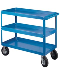 3-Tier Shelf Cart, 24" W x 48" D, 900 lbs, Pneumatic Casters