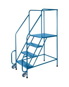 4-Step Tilt-N-Roll Steel Ladder, 22" Wide Top Step
