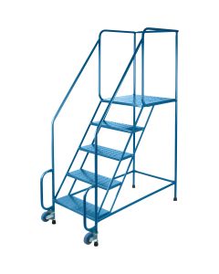 5-Step Steel Tilt-N-Roll Ladder, 22" Wide Top Step