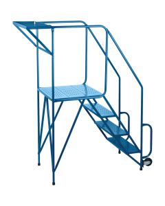 4-Step Steel Rolling Ladder, 38" Platform, Double-Straddle Base