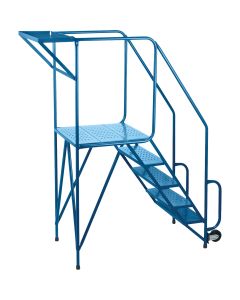 5-Step Steel Rolling Ladder, 47" Platform, Double-Straddle