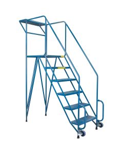6-Step Steel Rolling Ladder, 57" Platform, Double-Straddle Base