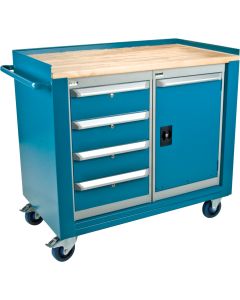 Mobile Service Workbench, Wood Top, 16-Gauge Steel, Industrial