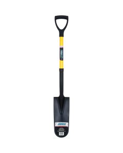 Drain Spade Shovel, Tempered Steel, 16" x 6" Blade, D-Grip