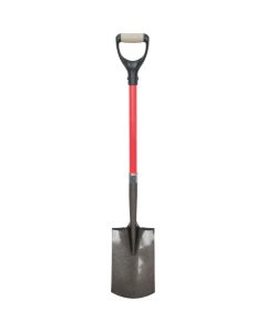 Heavy-Duty Carbon Steel Shovel, D-Grip, Fibreglass Handle, 30.5"