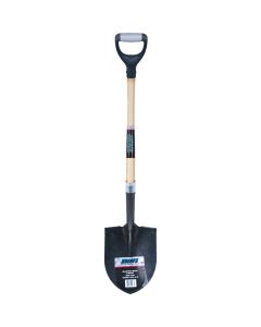 Heavy-Duty Round Point Shovel, 12-Gauge Carbon Steel
