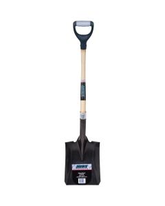 Heavy-Duty Square Shovel, 12-Gauge Carbon Steel, D-Grip, 30"