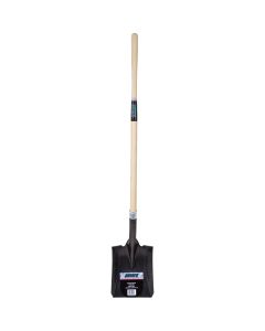 Heavy-Duty Square Shovel, 12-Gauge Carbon Steel, 48" Hardwood