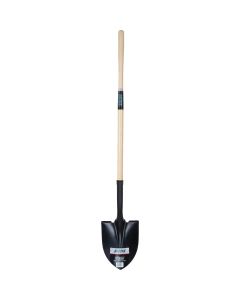 Round Point Shovel, Tempered Steel Blade, Hardwood Straight Handle