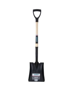 Square Point Shovel, Tempered Steel Blade, Hardwood D-Grip, 29"