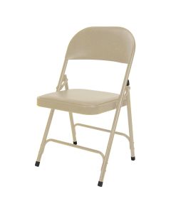 Vinyl Padded Folding Chair, Steel, Beige, 300 lbs. Weight Capacity — Supply Solution