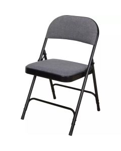 Deluxe Fabric Padded Folding Chair, Steel, Grey, 300 lbs. Weight Capacity — Supply Solution