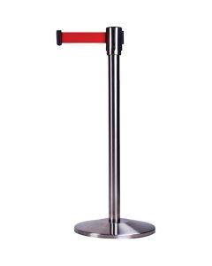 Steel Free-Standing Crowd Control Barrier, 35" H, Red Tape