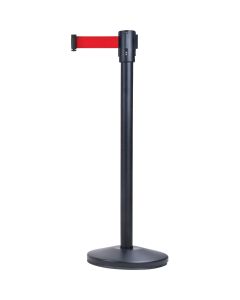 Barrière de Contrôle de Foule Autoportante en Acier, 35" H, Ruban Rouge, 12' de Longueur