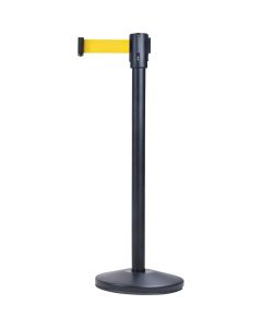 Barrière de contrôle de foule autoportante en acier, jaune, ruban de 12 pi