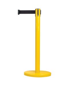 Barrière autoportante de contrôle de foule, acier, 35" H, ruban noir, 12' L