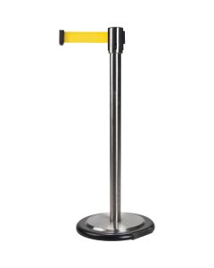 Barrière Autoportante de Contrôle de Foule en Acier, 35" H, Ruban Jaune, 12'