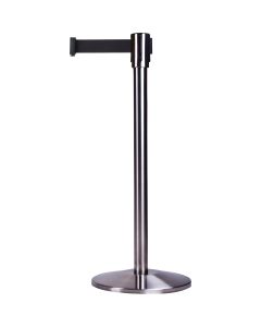 Free-Standing Steel Crowd Control Barrier, 35" H, Black Tape