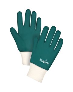 70-mil PVC Double Dipped Green Gloves, Cotton Lined